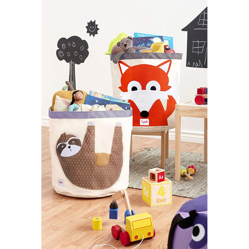 3 Sprouts - Canvas Storage Bin - Laundry and Toy Basket for Baby and Kids - Sloth