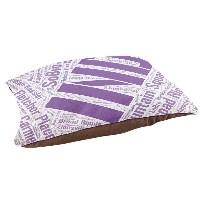 Coussin de chien « districts », Très grand (H 17 po x l 50 po x P 40 po), Mauve, Indianapolis