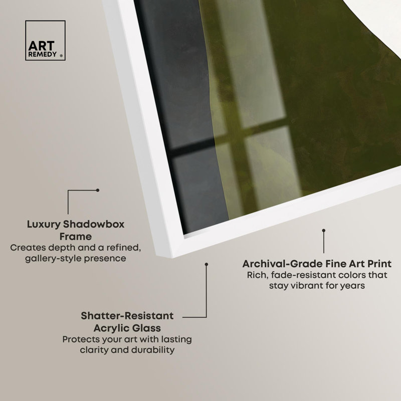 «Olive Interplay III Living Room Art Shadowbox» par Art Remedy, 21" H x 17" W, Blanc
