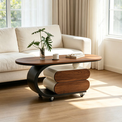Movable Coffee Table With Drawer Storage