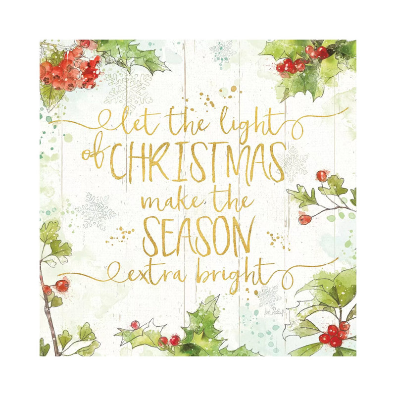 Christmas Sentiments II Gold On Wood by Katie Pertiet - Wrapped Canvas Print, 93.98cm H x 93.98cm W x 1.905cm D