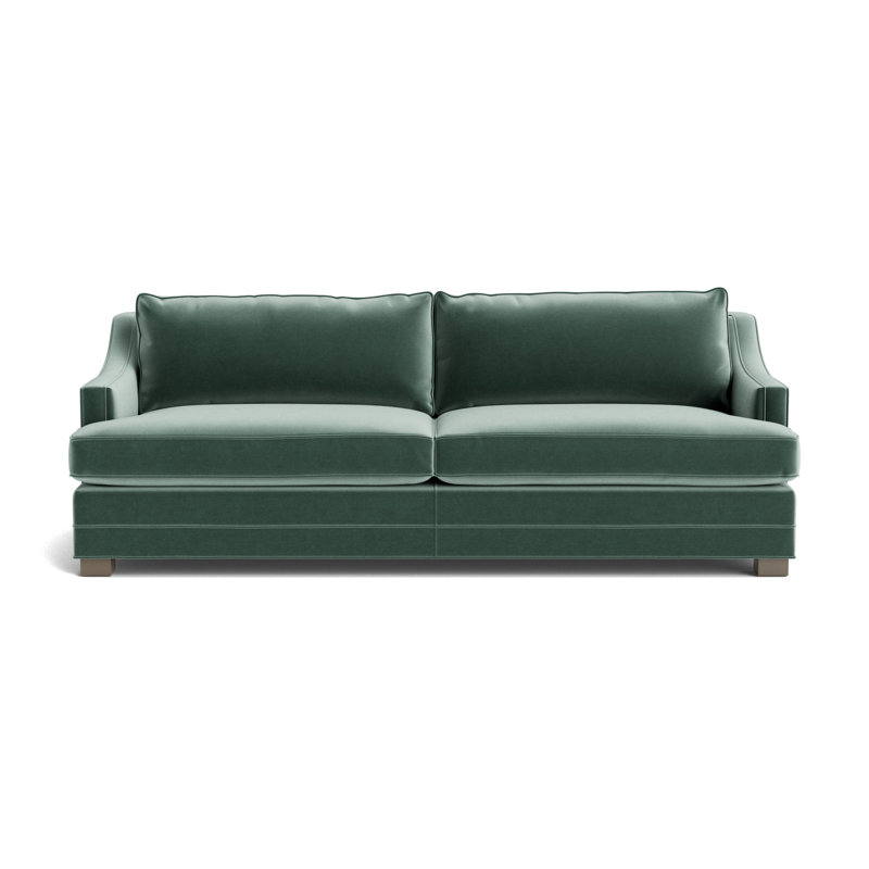 Keaton Slope No Nail 84 Sofa, Performance Velvet - Jade, Driftwood