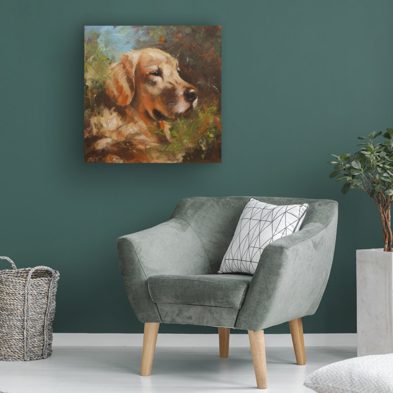 Art sur toile John Silver Golden Retreiver, H 14 po x l 14 po