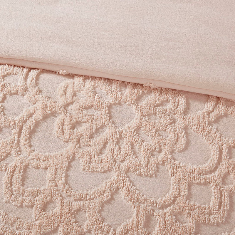 Literie en coton Lycan, Housse de couette double / grand + 2 taies décora, Rosé