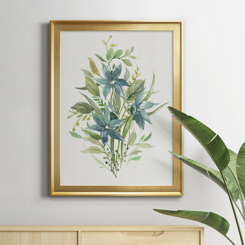 «Greenery I» - Peinture sur toile encadrée, H 18,5 po x l 24,5 po x P 1,5 po, Or
