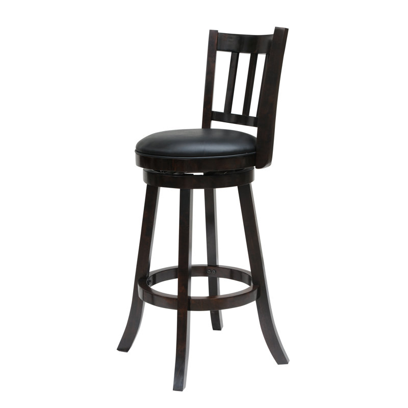 Raffe Swivel Upholstered Counter Stool with Solid Wood Frame, Cappuccino, Bar Stool (29” Seat Height)