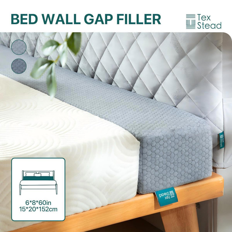 Bourre de lit pour tête de lit et chevet, coussin de coin antidérapant avec housse amovible et lavable, support doux pour la protection des bords du matelas - gris clair - grand