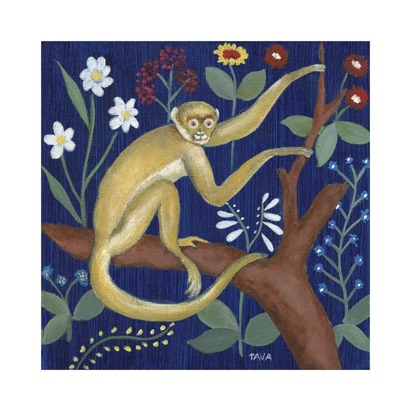 «Venezia Monkey Garden II» par Tava Studios - peinture sur toile tendue, H 12 po x l 12 po x P 0,75 po