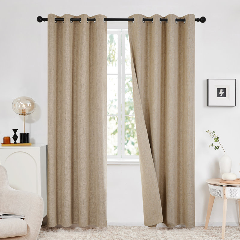 Melosa Blackout Curtain Pair, Taupe, 52" W x 63" L