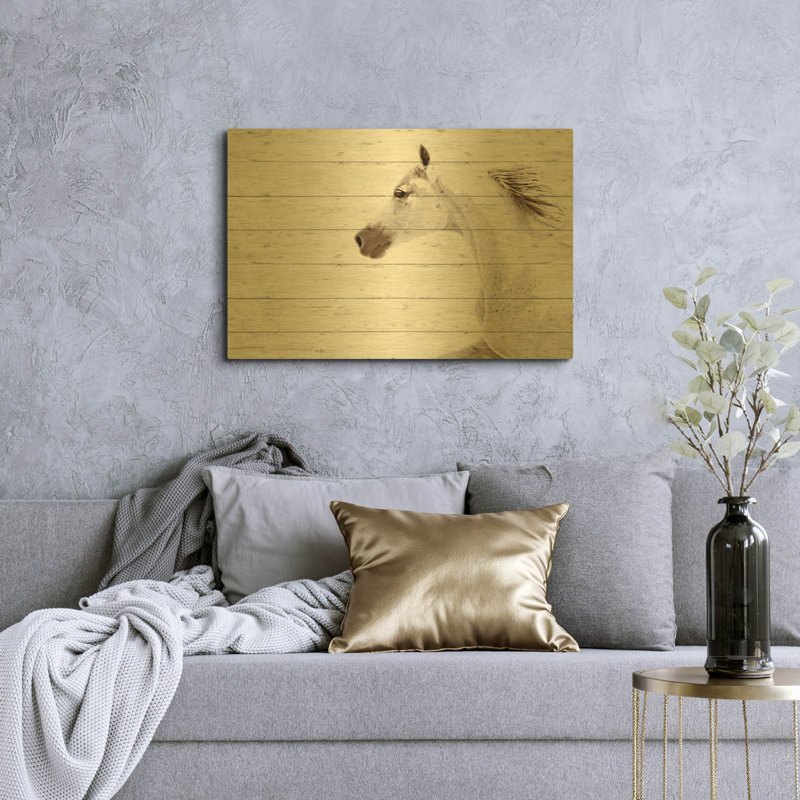 «Moonbay» par Kari Brooks, art mural en métal doré, 36 po x 24 po, 36 po x 24 po