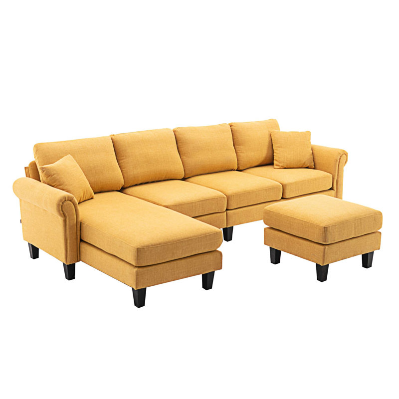 Canapés modulaires rembourrés 3 pièces Aindrea, Polyester Yellow