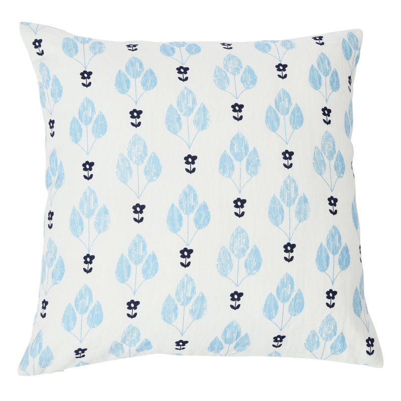 Eldana Floral Cotton Reversible Pillow Cover, Pillow Cover Only - No Insert, Blue/Black/Beige