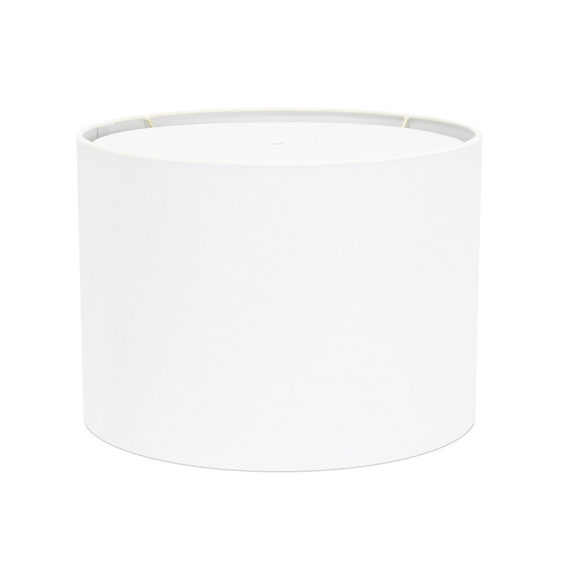 Drum Lamp Shade, White/Gold, 10" H x 14" W x 14" D