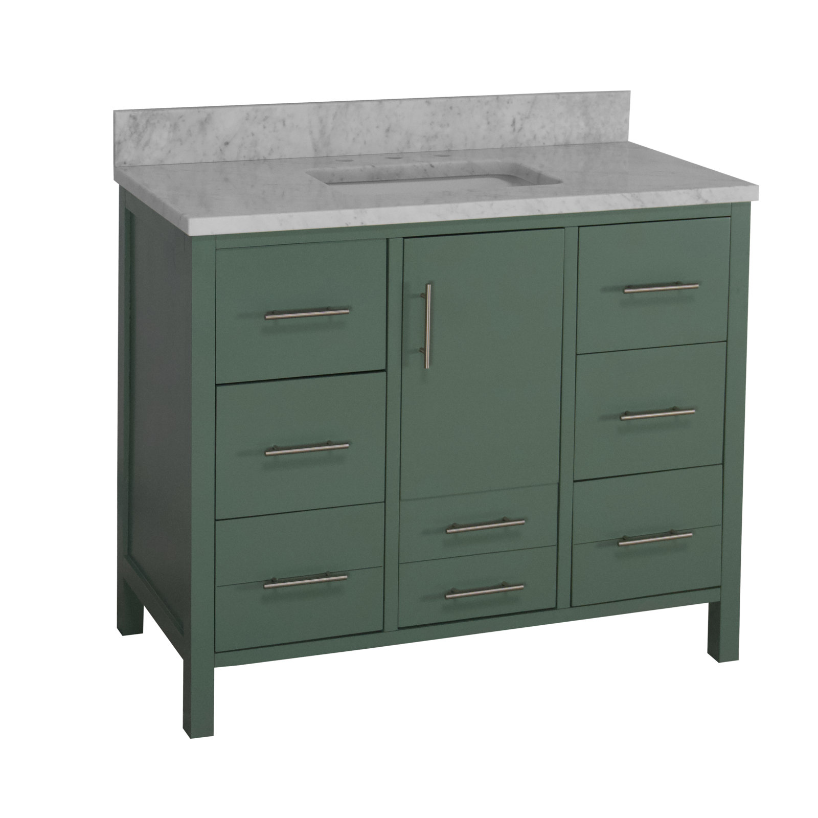 Kiara 42" Carrara Marble Single Bathroom Vanity, Sage Green, Carrara Marble