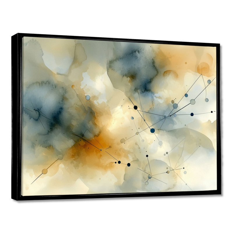 Décoration murale géométrique abstraite céleste «Galaxy I» à encre liquide, H 34 po x l 44 po, Noir