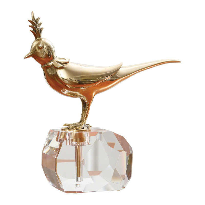 Bird on Crystal Rock-Brass