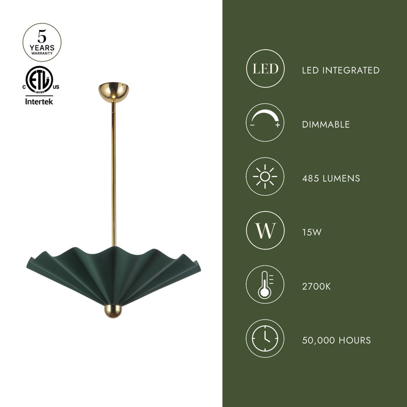 Furrow 25-in Red dimmable LED Pendant, Red, 25-in