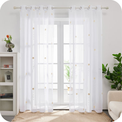 Ensemble de 2 rideaux transparents brodés Star