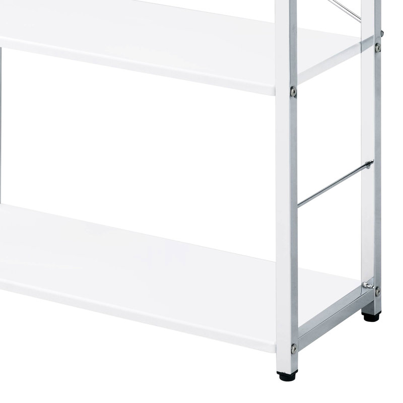 Bibliothèque de 4 livres en blanc et - rangement robuste pour ustensiles de cuisine, bibliothèque moderne