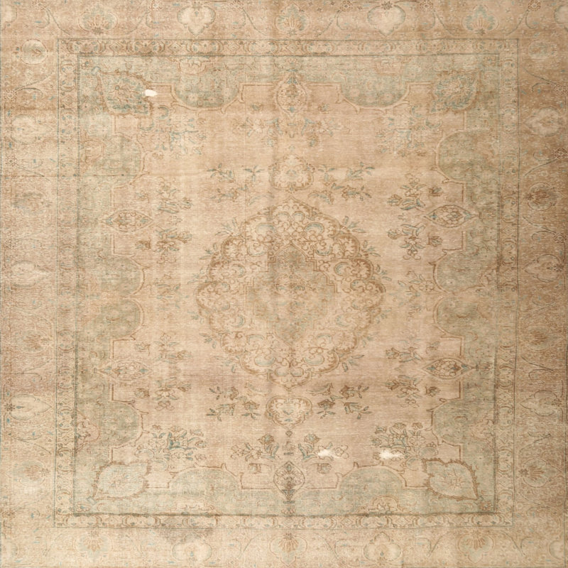 Tapis traditionnel beige / rose clair Pimms, Rond 7 pi