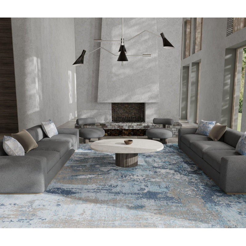 Tapis bleu Tarlisha, Rectangle 9 pi 6 po x 13 pi 6 po