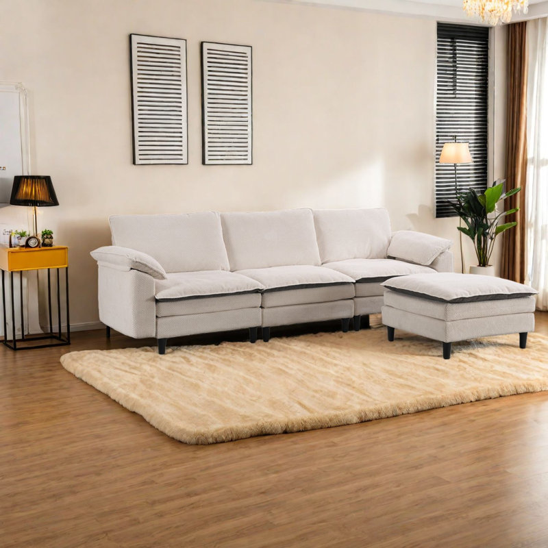 Modulaires spacieux en chenille, forme en L moderne de 100,39 pouces pour la maison