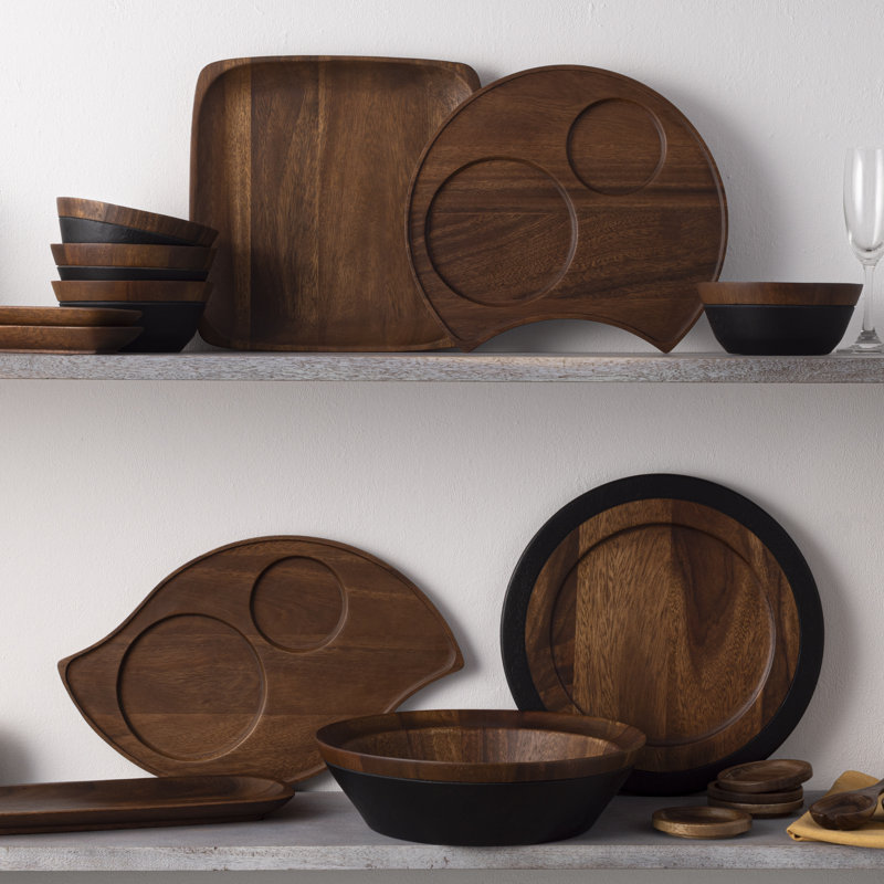 Kona Large Two-Tone Acacia Wood Serving Bowl