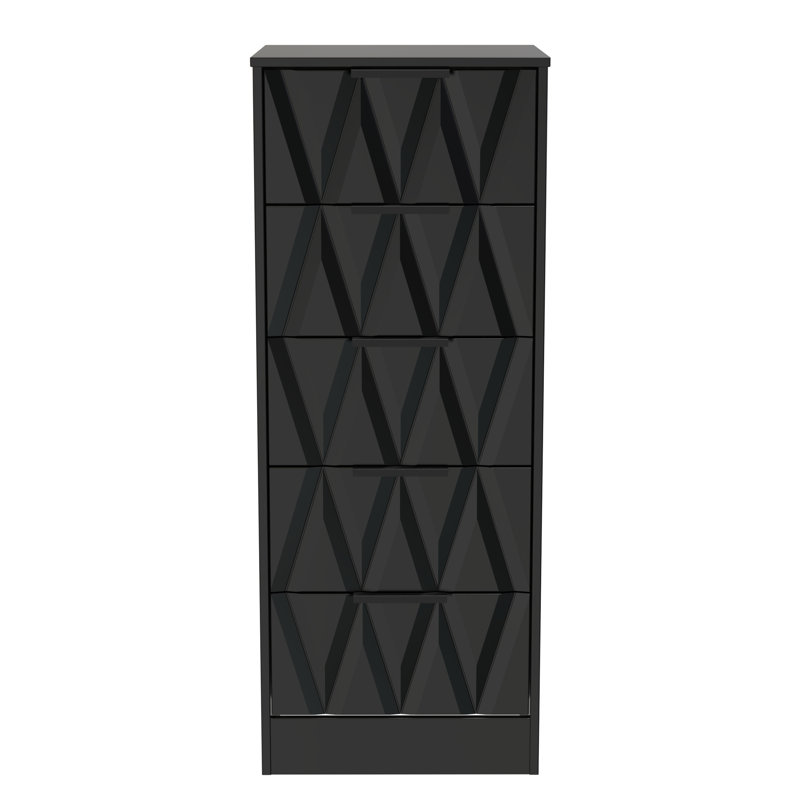 Las Vegas 45 cm W Bedside Table, Deep Black/Black Matt