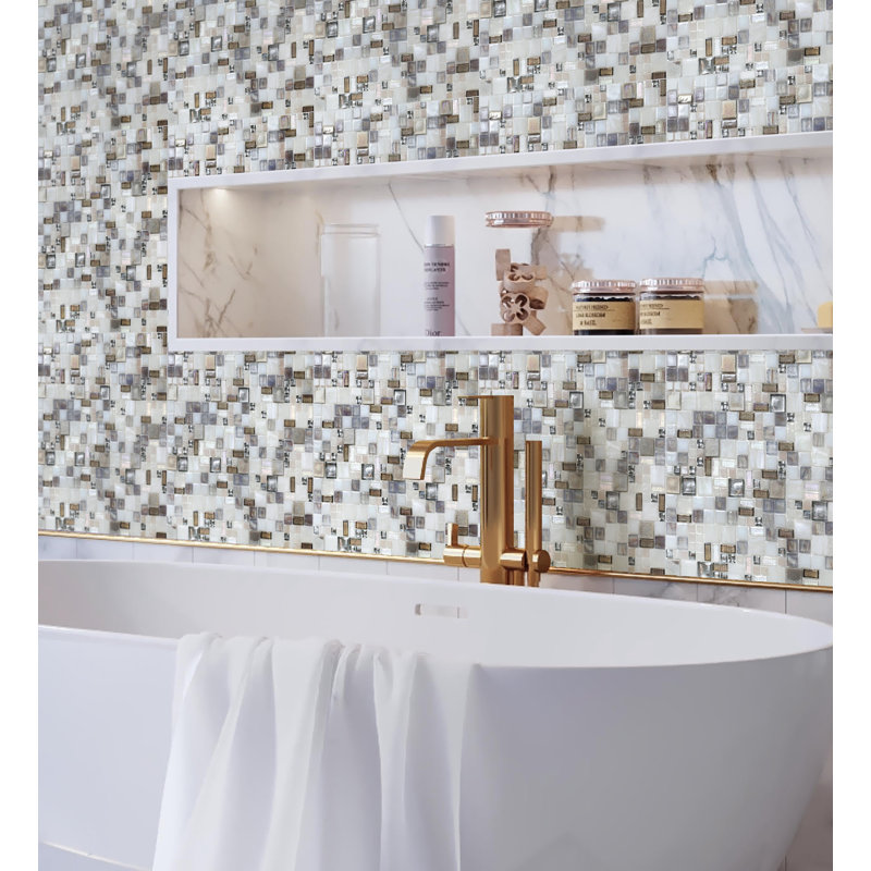 Majeste Grid Glossy Tile, Beige