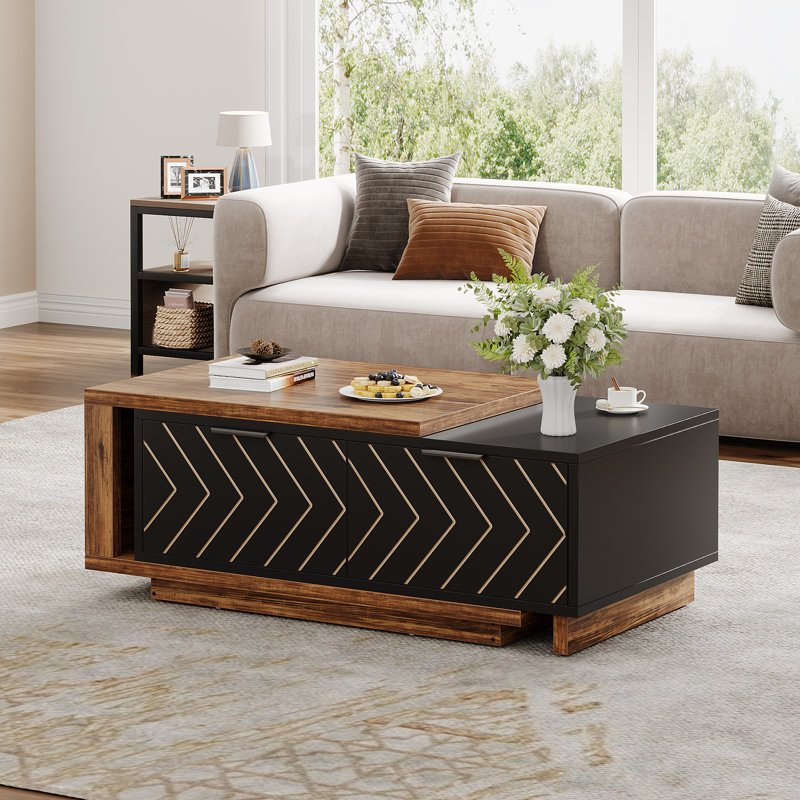 Benziger Nesting Extendable Coffee Table, Brown/Black