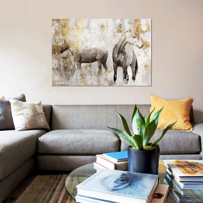 Équitation dorée II par Pi Galerie - Impression sur toile tendue sur toile tendue avec châssis, H 8 po x l 12 po x P 0,75 po