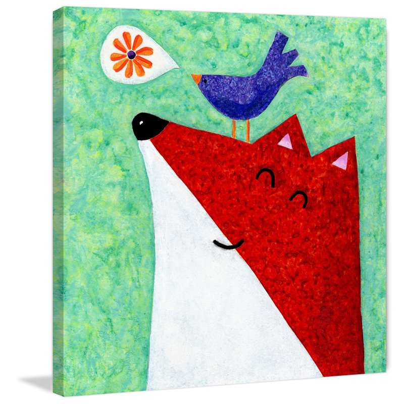 Reproduction d'art sur toile tendue, "What Does The Fox Sing" par Janet Nelson, H 40 po x l 40 po x P 1,5 po