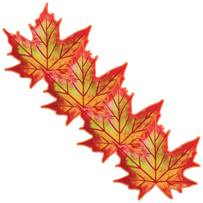 Ensemble de 4 napperons brodés automne feuille d'érable - 14,75 po - Orange et rouge