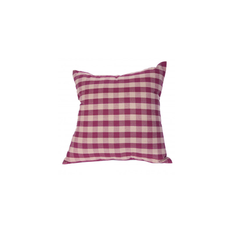 Check Plaid Cotton Throw Pillow, Polyester/Polyfill, Burgundy