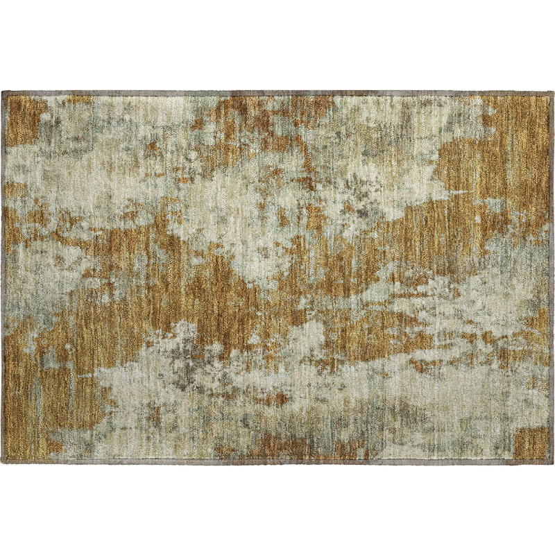 Premium Machine Washable Mayfield AMF2066 Abstract Rug, 1'8" x 2'6", Terracotta