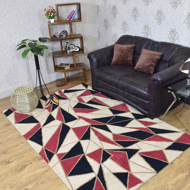 Tapis écologiques en laine touffetée à la main Mullett 9 x 12 - rectangulaire, multicolore, design moderne contemporain, tapis antidérapants épais faits à la main pour salon, chambre à coucher