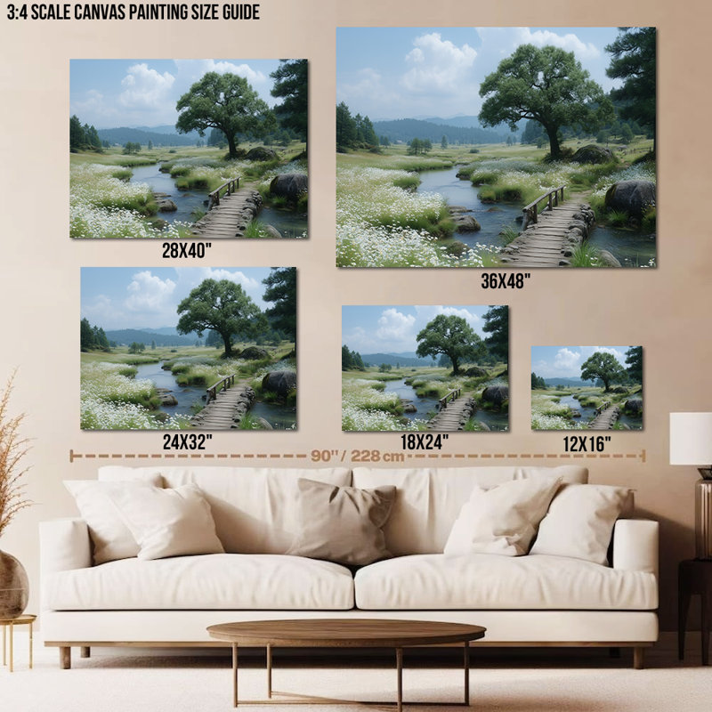GUTTATY Spring Landscape Pictures Canvas Wall Decor, Spring Canvas Wall Art for Living Room, Flower Painting Bedroom Prints, Nature Artwork Poster, Wildflower Wall Art Large, 12" × 16"