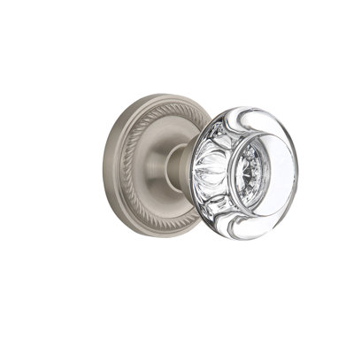 Rope Rosette with Round Clear Crystal Door Knob