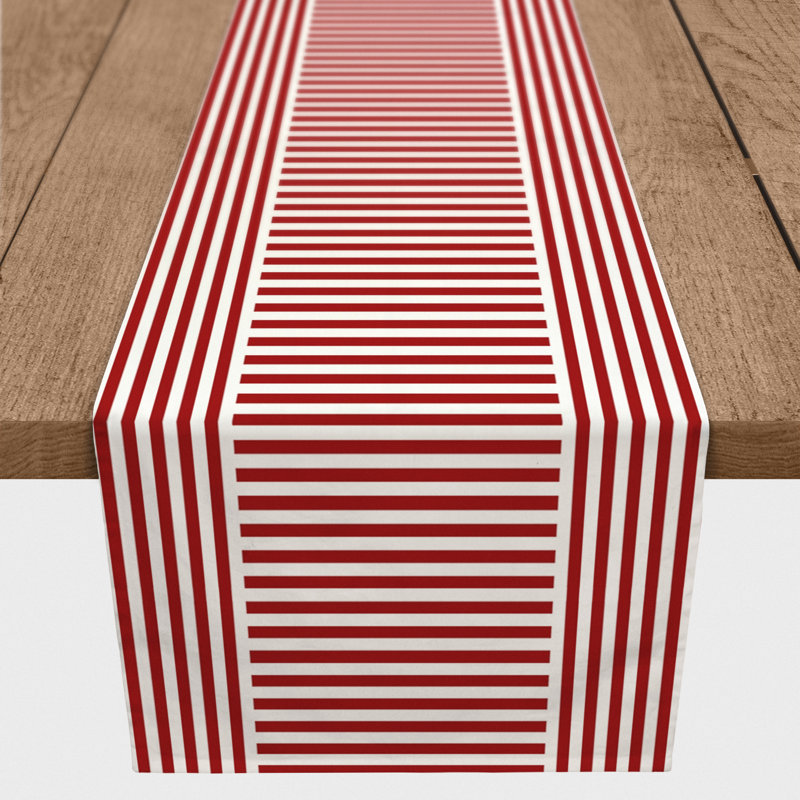 Askerby Roughhexagon Table Runner, 72" x 16", Red, Hovnan Patchwork Stripe