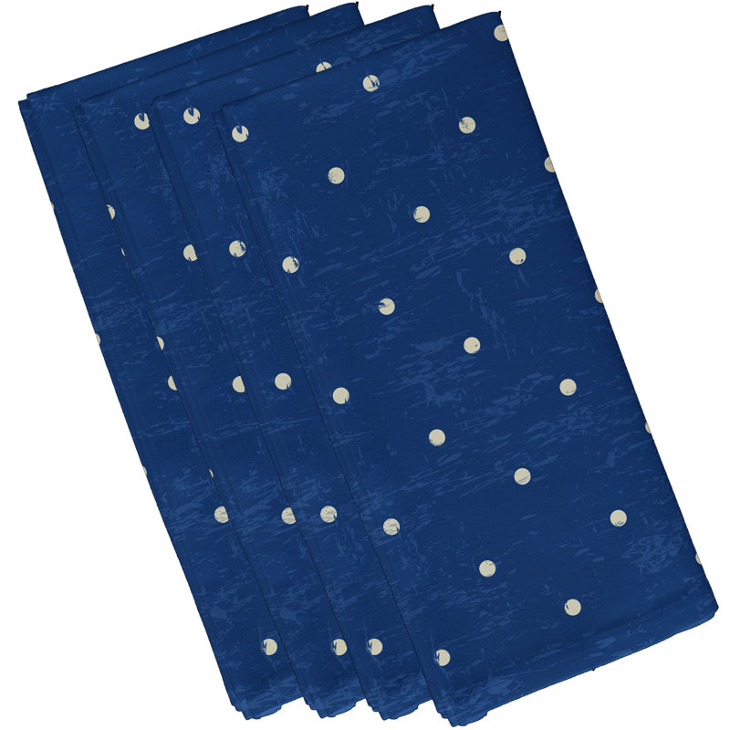 Ensemble de serviettes 4 pièces à motif géométrique Wally Dot, L 18 po x L 18 po, bleu