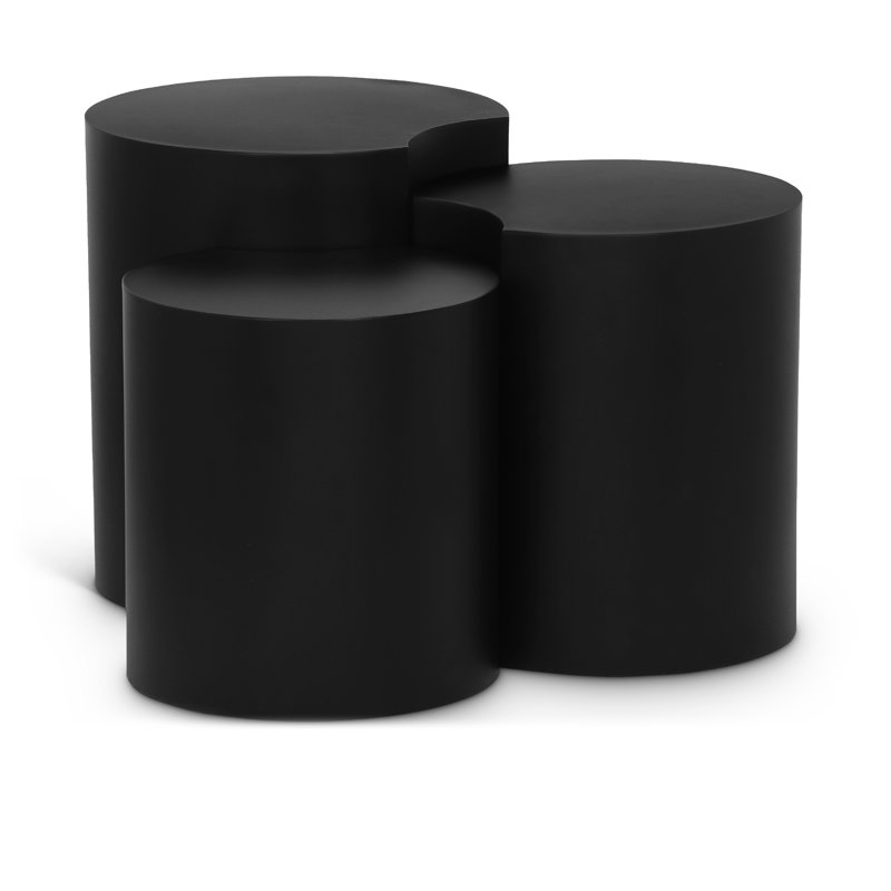 Ismah Iron Top End Table Set, Black
