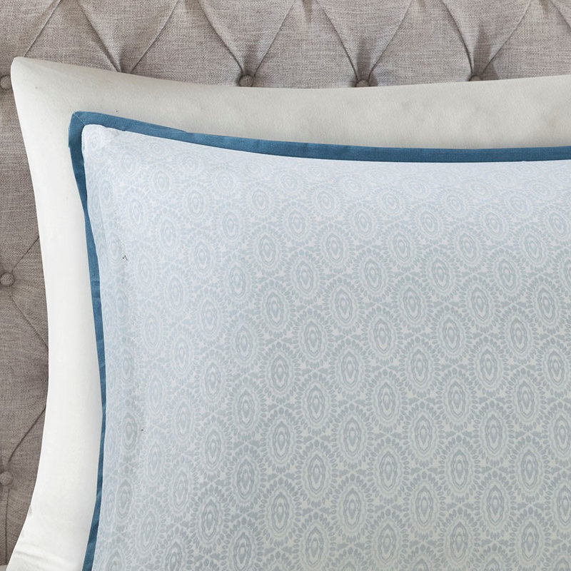 Housse de couette en coton double / grand avec motifs géométriques et floraux doux et médaillons réversibles