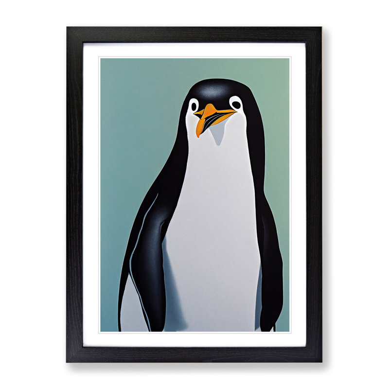 Awesome Penguin - Single Picture Frame Print, Black Framed, 64cm H x 46cm W x 2cm D