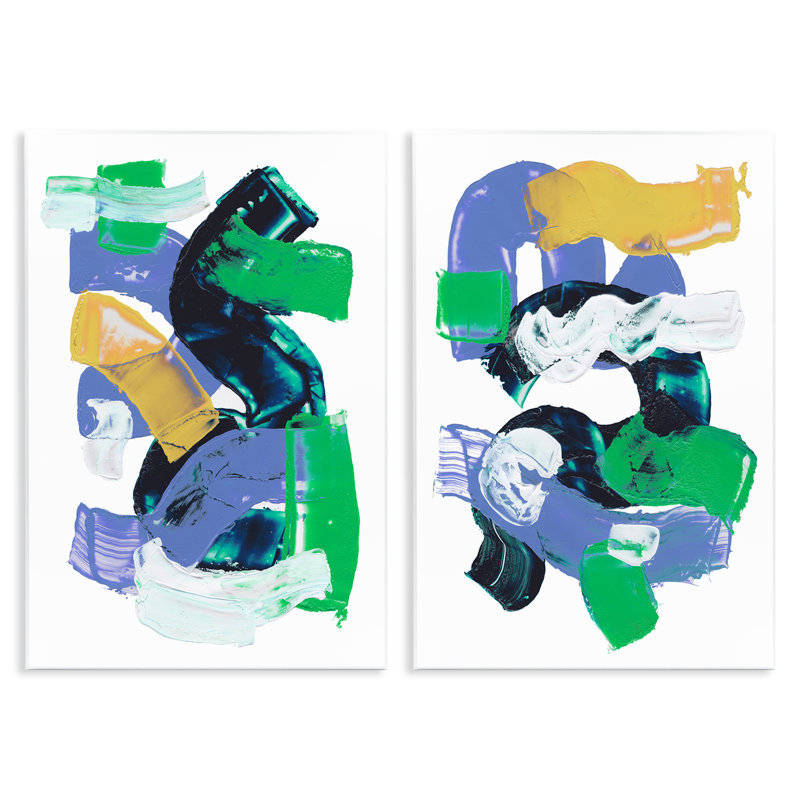 «Vibrant Abstract Tubes», ensemble de 2 plaques murales par Melissa Wang, H 15 po x l 10 po