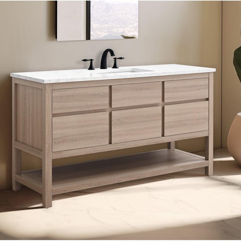 Wesli 54" Single Bathroom Vanity With Engineered Stone Top