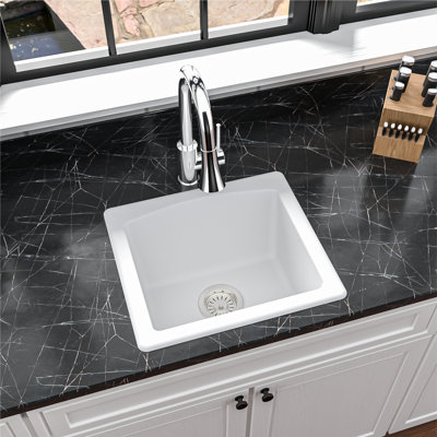 Karran Quartz Composite 18'' X 16'' Single Bowl Drop-in or Undermount Kitchen Sink