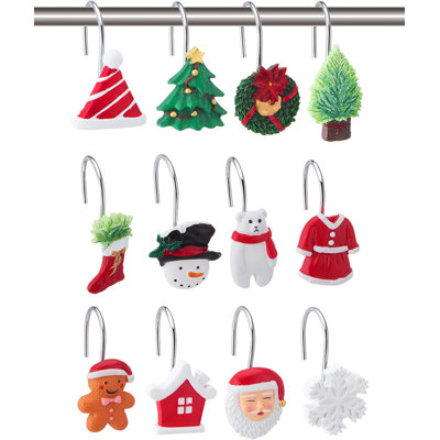 12-pack Christmas Shower Curtain Hooks