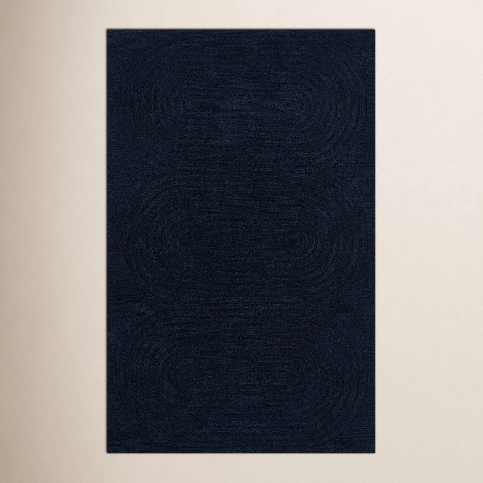 Tillie Navy Hand-Tufted Geometric Wool Rug, Rectangle 9' x 12'
