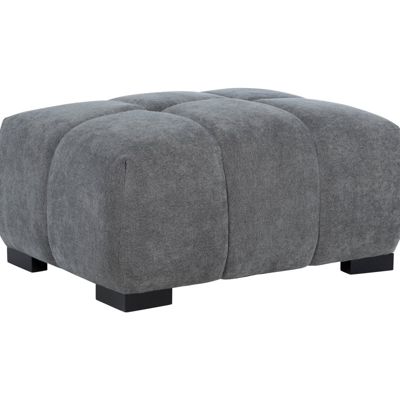 Rectangle gris anthracite rembourré, structure en mousse stratifiée, siège en cascade, conception en grille, support à profil bas noir contemporain avec revêtement, pour une fonction polyvalente, coussin,
