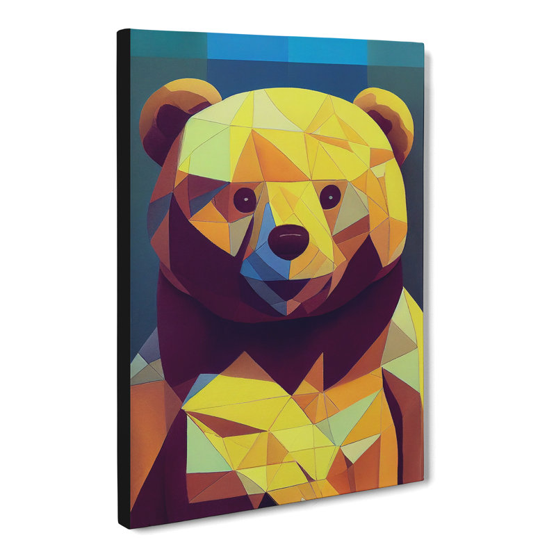 Teddy Bear Geometric - Wrapped Canvas, 50cm H x 35cm W x 3cm D